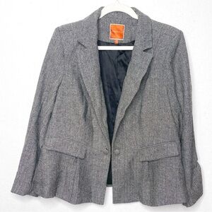 ModCloth Classic Herringbone Blazer Size 1X Black White Minimalist